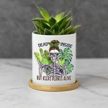 Load image into Gallery viewer, Witty, Funny, Halloween Plant Pot for Table Decor - Dead Inside But Keeps Plants Alive Planter (FS)