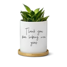 Load image into Gallery viewer, Teacher, Mentor, Coach Succulent Planter Pot for Table Decor - Thank You For Helping Me Grow (FS)