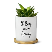 Load image into Gallery viewer, Pregnancy, Pregnancy Reveal, Baby Announcement, Baby Reveal, Grandparent Gift Plant Pot for Table Decor - Give Thanks to the Lord Planter (FS)