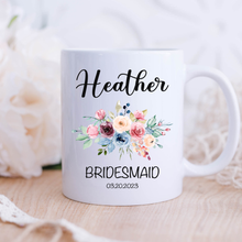 Load image into Gallery viewer, Personalized Bridesmaid Mug Floral