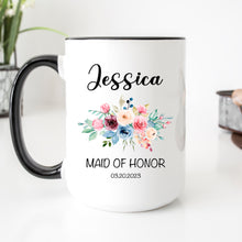Load image into Gallery viewer, Personalized Maid of Honor Mug Floral