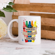Load image into Gallery viewer, World's Best Teacher Crayon Mug