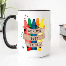 Load image into Gallery viewer, World's Best Teacher Crayon Mug
