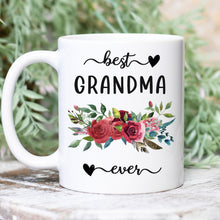 Load image into Gallery viewer, Best Grandma Ever Red Floral Mug