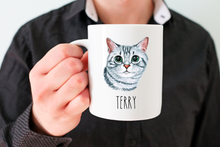 Load image into Gallery viewer, American Shorthair Gray Tabby Cat Personalized Coffee Mug