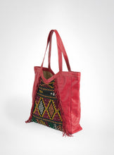 Load image into Gallery viewer, Red Leather Tote With Fringe