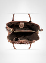 Load image into Gallery viewer, Tan Hand Woven Leather Bag With Attitude