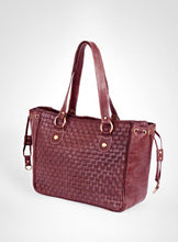 Load image into Gallery viewer, Maroon Large Leather Tote Bag