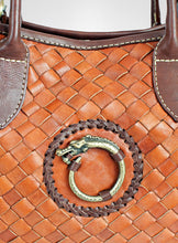 Load image into Gallery viewer, Tan Hand Woven Leather Bag With Attitude