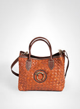 Load image into Gallery viewer, Tan Hand Woven Leather Bag With Attitude
