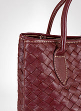 Load image into Gallery viewer, Maroon Hand Woven Leather Bag