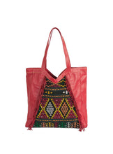 Load image into Gallery viewer, Red Leather Tote With Fringe
