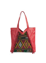 Load image into Gallery viewer, Red Leather Tote With Fringe