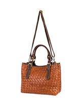 Load image into Gallery viewer, Tan Hand Woven Leather Bag Two Toned
