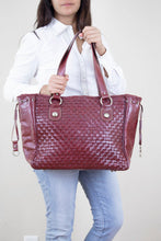 Load image into Gallery viewer, Maroon Large Leather Tote Bag
