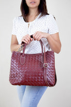 Load image into Gallery viewer, Maroon Hand Woven Leather Bag