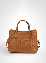 Load image into Gallery viewer, Tan Hand Woven Leather Bag Small Size