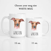 Load image into Gallery viewer, Greyhound Dog Face Personalized Coffee Mug