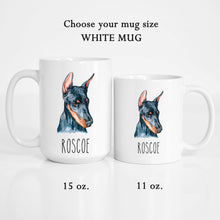 Load image into Gallery viewer, Doberman Dog Face Personalized Coffee Mug