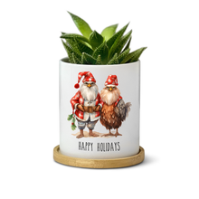 Load image into Gallery viewer, Chicken Couple Christmas God Rest Ye Merry Gentle-He Planter
