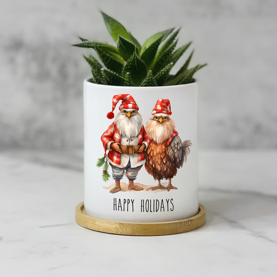 Chicken Couple Christmas-Happy Holidays