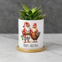 Load image into Gallery viewer, Chicken Couple Christmas Merry Christmas Planter
