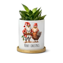 Load image into Gallery viewer, Chicken Couple Christmas Merry Christmas Planter
