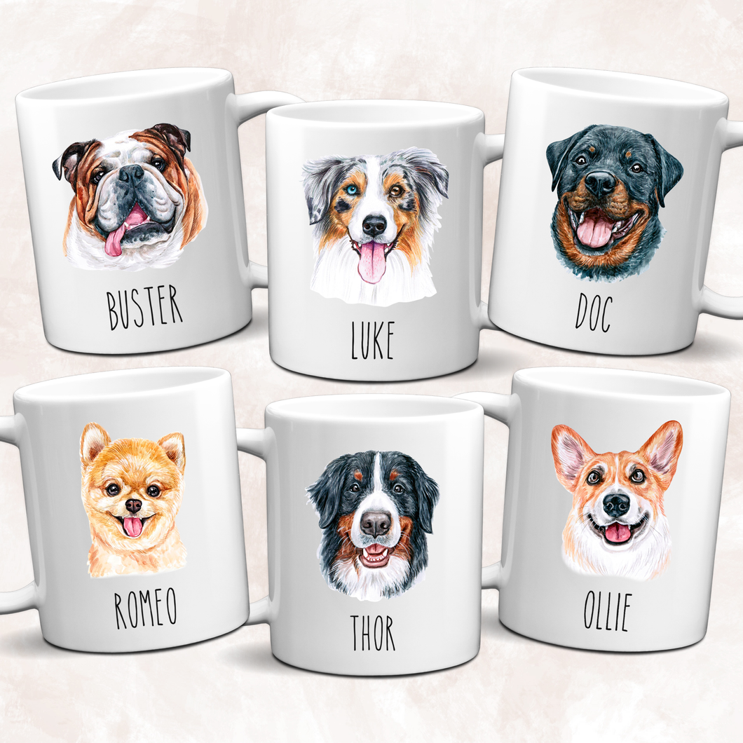 Personalized Dog Mug 80+ Breeds Colorful