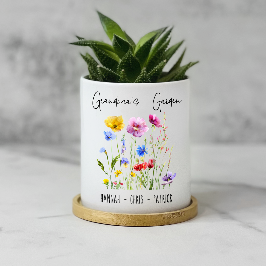 personalized plant pots Grandma's Garden