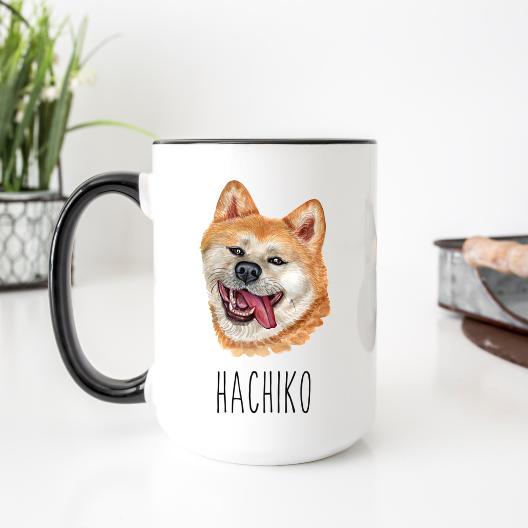 Akita Inu Dog Face Personalized Coffee Mug