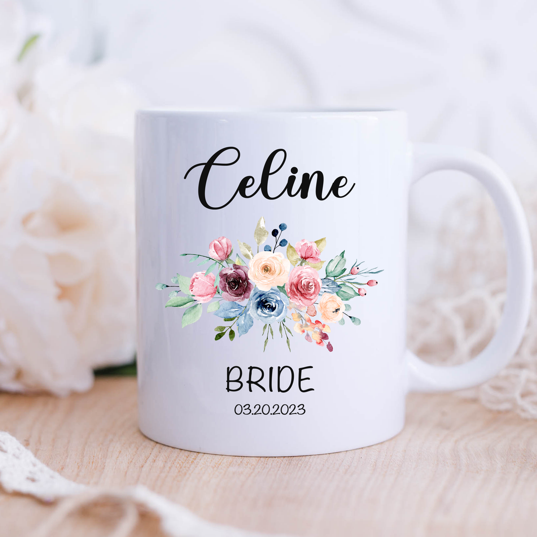 Personalized Bride Mug Floral