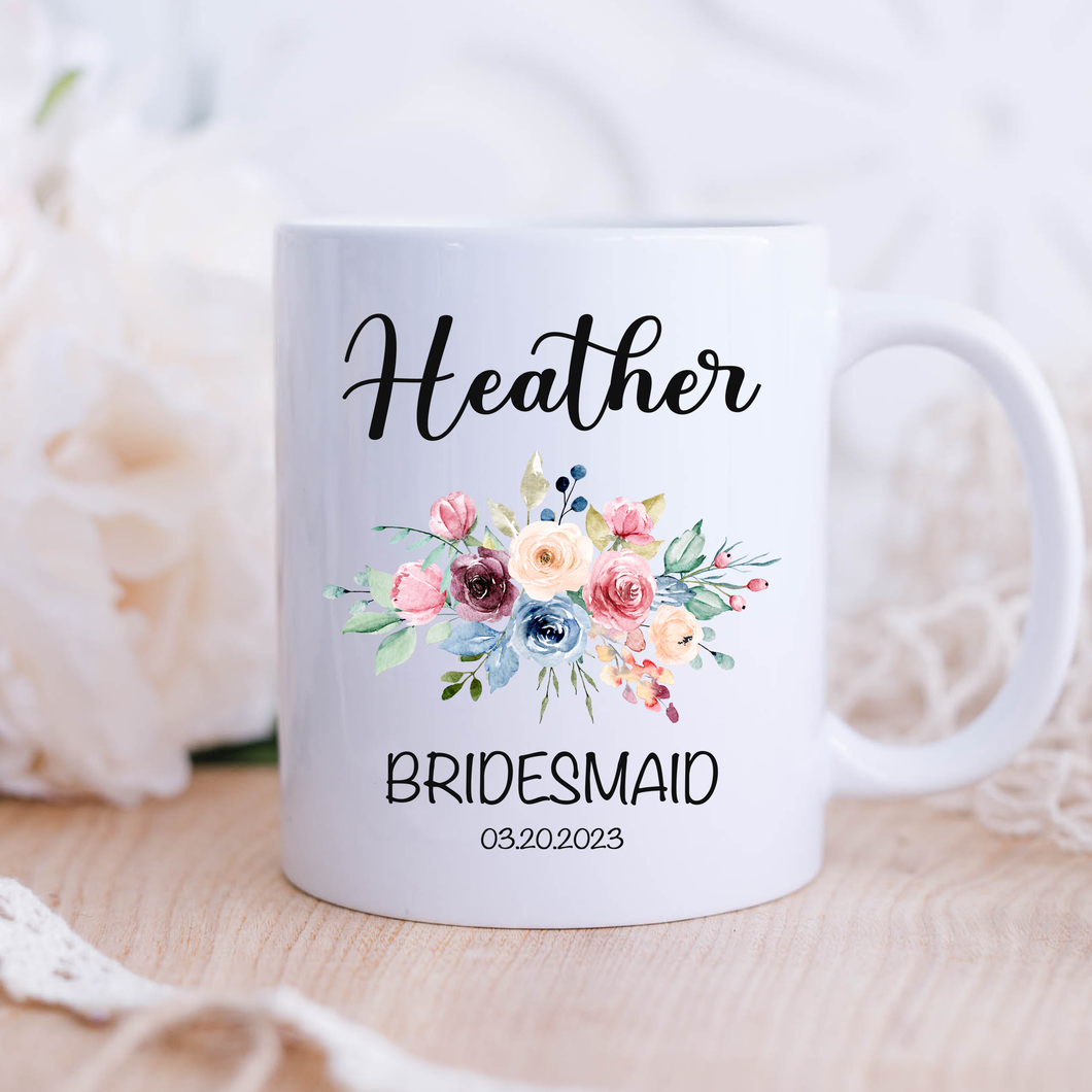 Personalized Bridesmaid Mug Floral