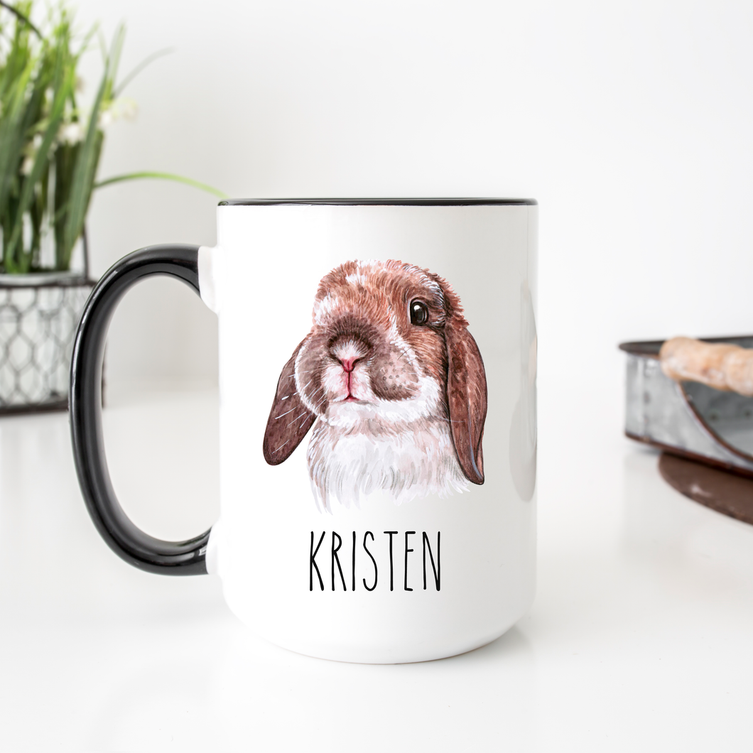 Brown Bunny Rabbit Personalized Coffee Mug