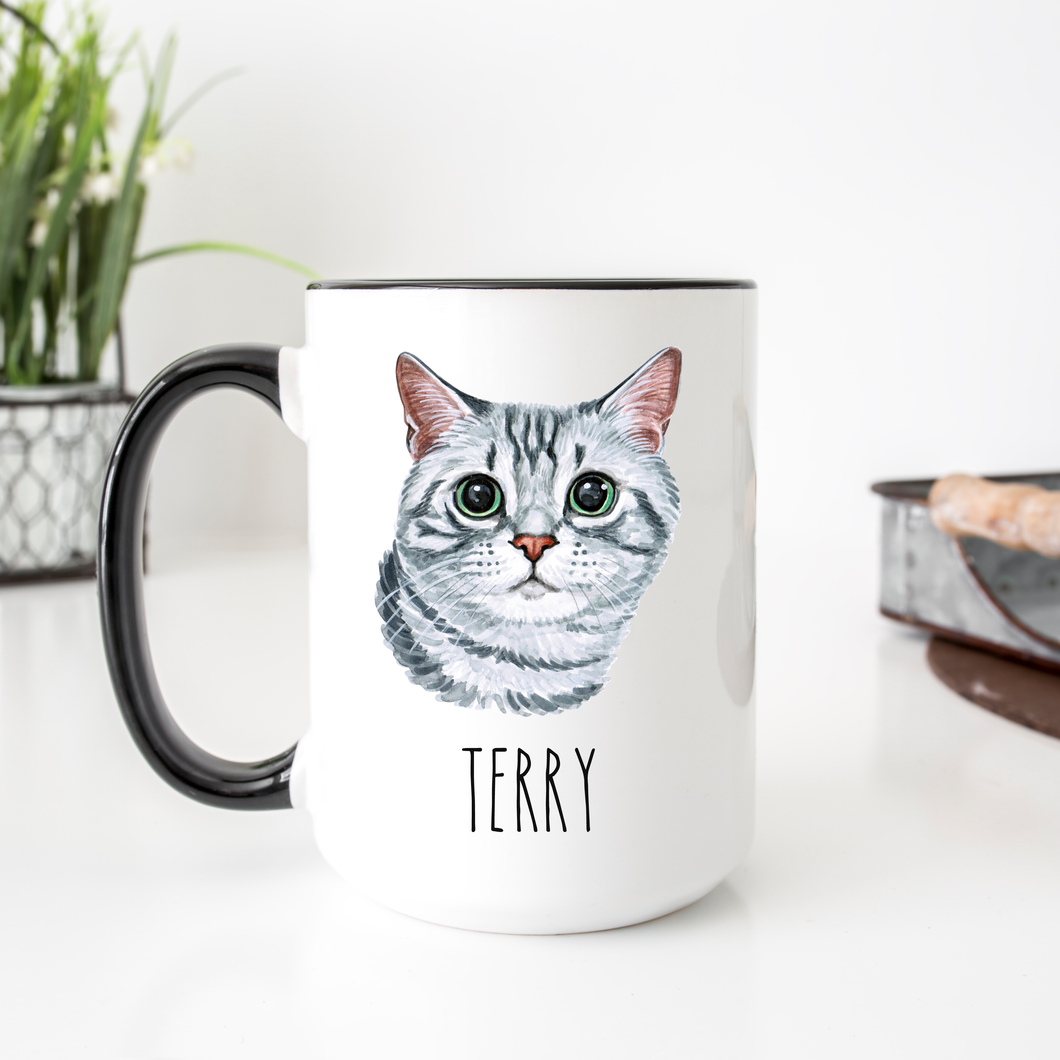 American Shorthair Gray Tabby Cat Personalized Coffee Mug