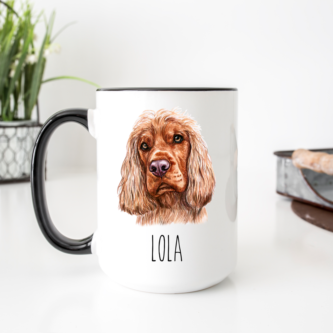 English Cocker Spaniel Dog Face Personalized Coffee Mug