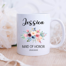 Load image into Gallery viewer, Personalized Maid of Honor Mug Floral

