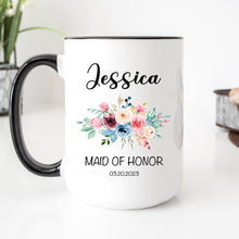 Load image into Gallery viewer, Personalized Maid of Honor Mug Floral
