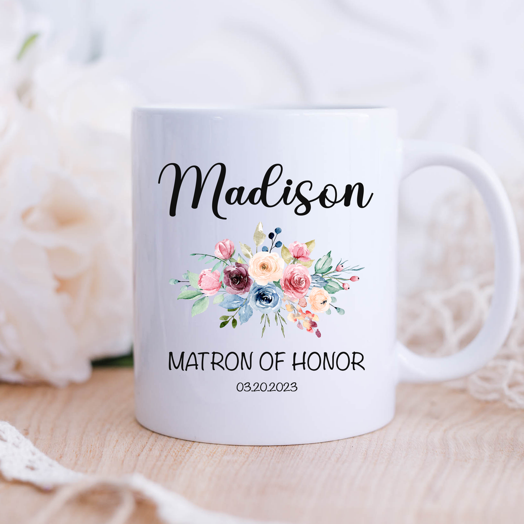 Personalized Matron of Honor Mug Floral