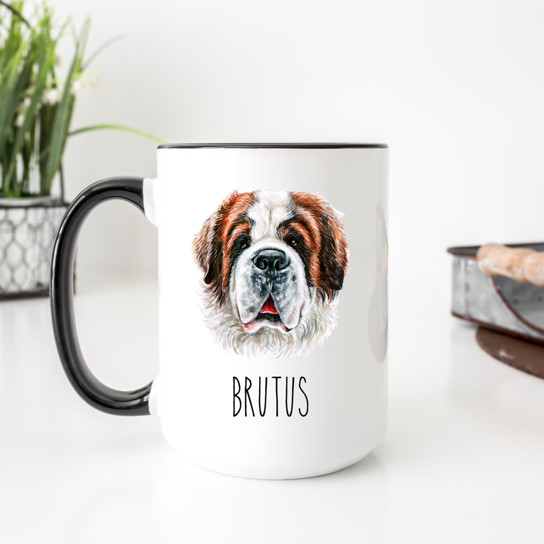 Saint Bernard Dog Face Personalized Coffee Mug
