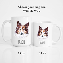 Load image into Gallery viewer, Sheltie Dog Face Personalized Coffee Mug

