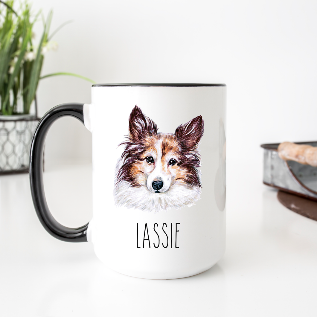 Sheltie Dog Face Personalized Coffee Mug
