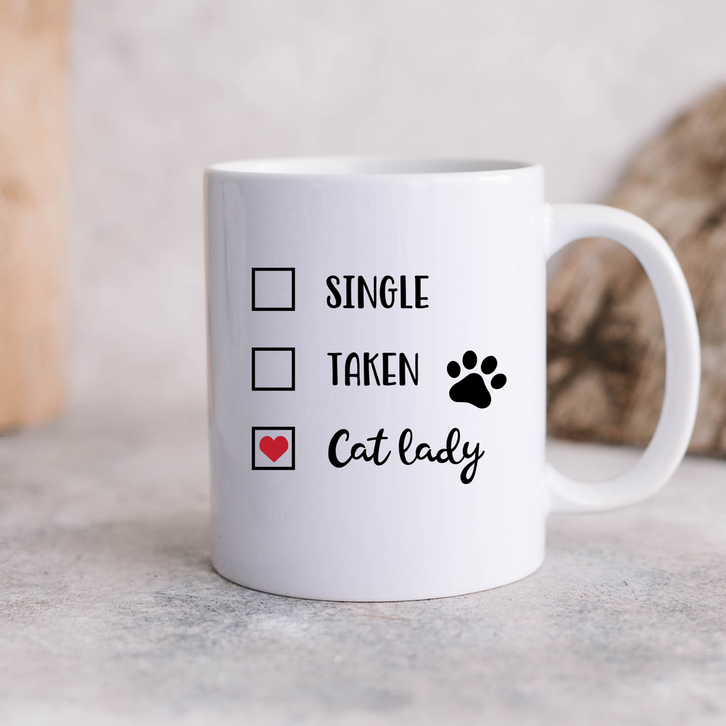 Funny Single Taken Cat Lady Mug