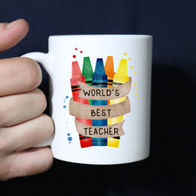 Load image into Gallery viewer, World&#39;s Best Teacher Crayon Mug
