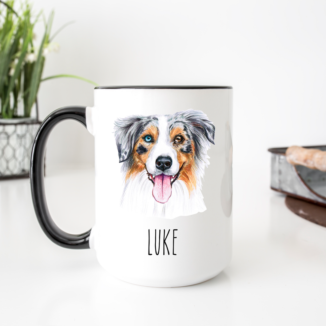 Australian shepherd Dog Face Personalized Coffee Mug