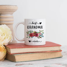 Load image into Gallery viewer, Best Grandma Ever Red Floral Mug
