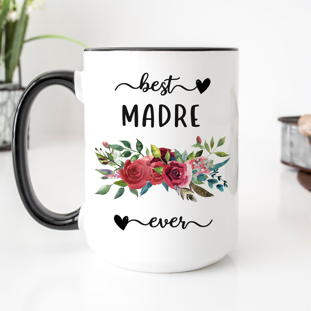 Best Madre Ever Red Floral Mug