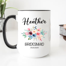 Load image into Gallery viewer, Personalized Bridesmaid Mug Floral
