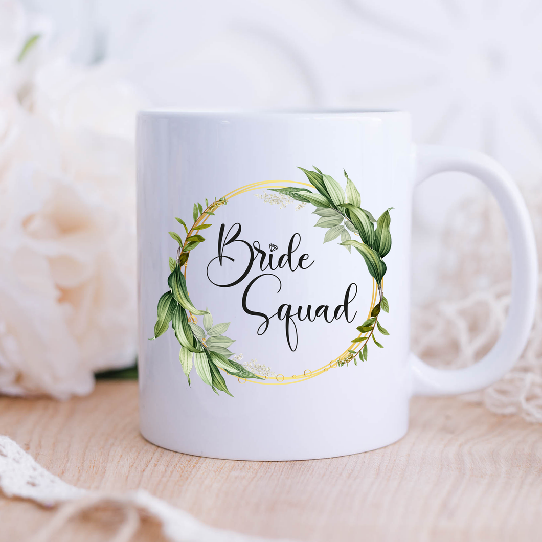 Bride Squad Mug Greenery Wreath