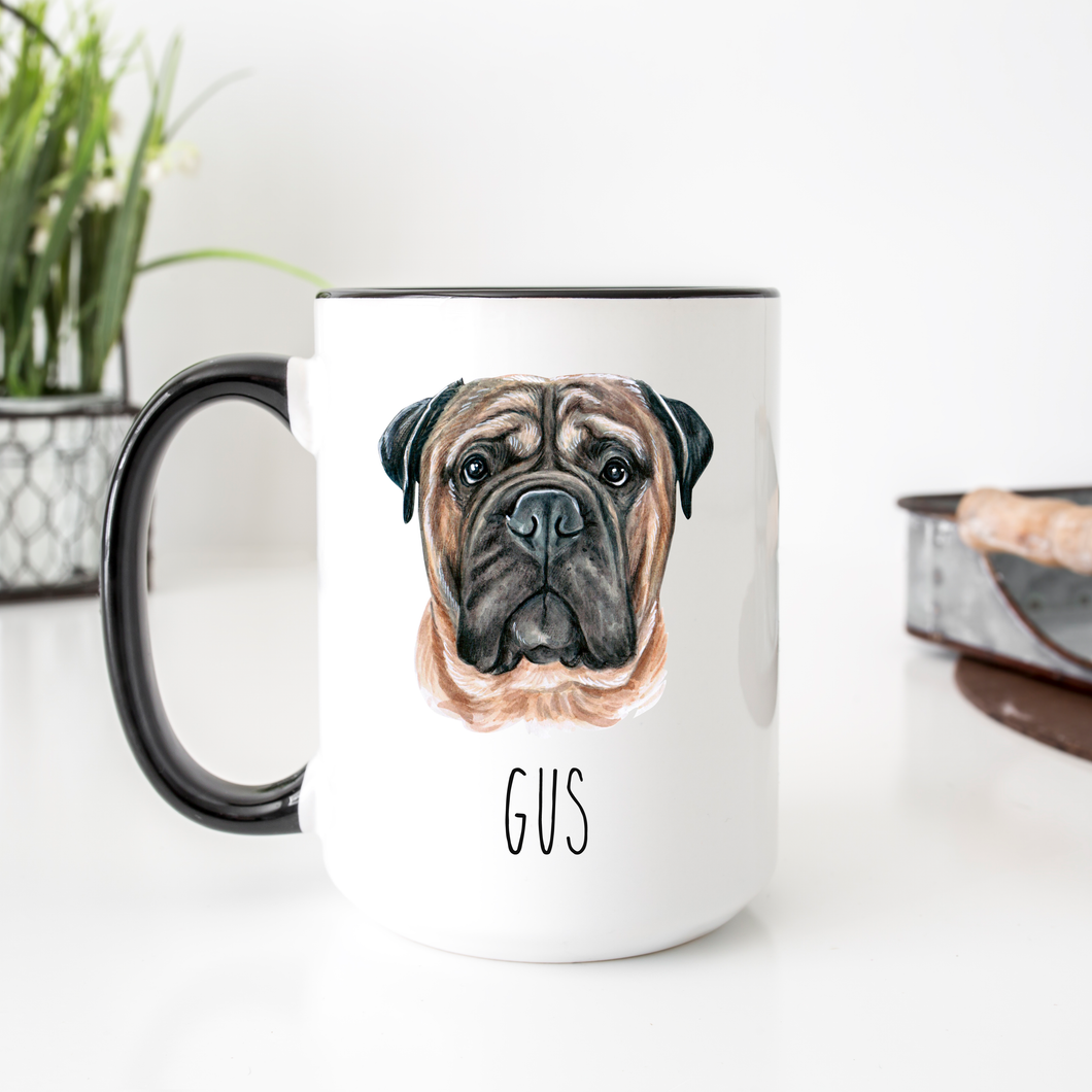 Bullmastiff Dog Face Personalized Coffee Mug