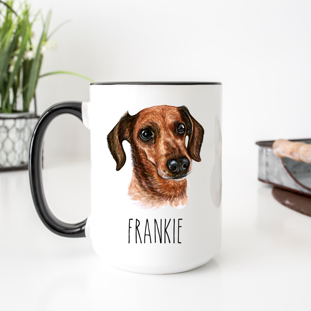 Dachshund Dog Face Personalized Coffee Mug